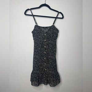 Papaya Small floral mini dress buttons boho sundress ruffle tie back EUC